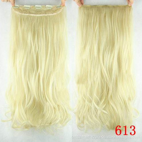 24" Long Straight Synthetic Hair Extension 5 Clips in One Piece High Temperature Fiber Synthetic Clip In Hair Piece for Women